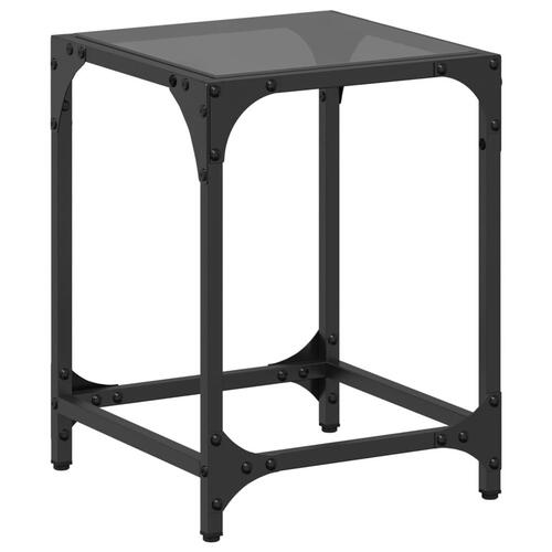 Sofabord med sort glastop 30x30x40 cm stål