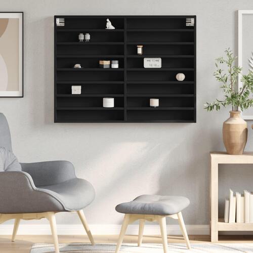Vitrineskab 100x8,5x75 cm konstrueret træ sort