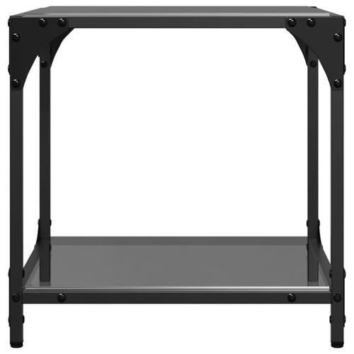 Sofaborde med sort glastop 2 stk 40x40x40 cm stål