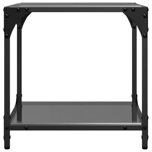 Sofaborde med sort glastop 2 stk 40x40x40 cm stål