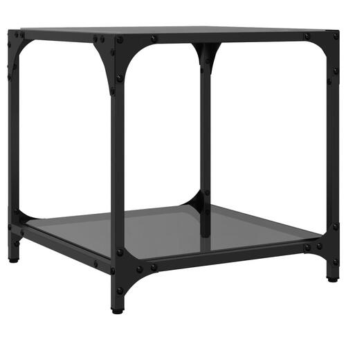 Sofaborde med sort glastop 2 stk 40x40x40 cm stål