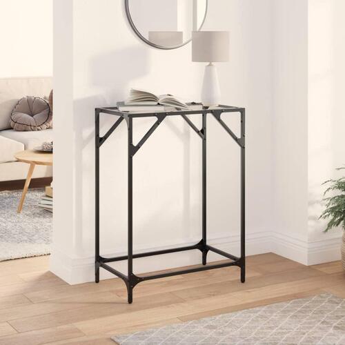 Konsolbord med transparent glastop 60x35x81 cm stål