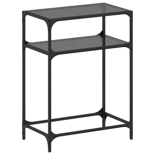 Konsolbord med sort glastop 60x35x81 cm stål
