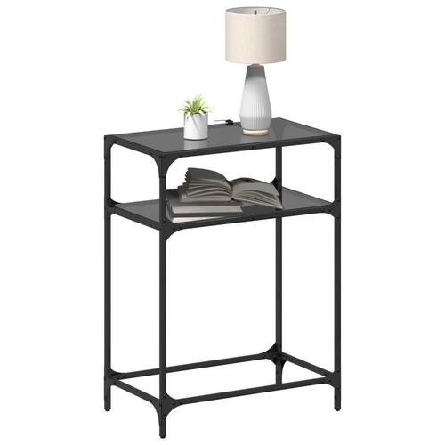 Konsolbord med sort glastop 60x35x81 cm stål