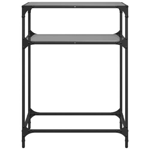 Konsolbord med sort glastop 60x35x81 cm stål