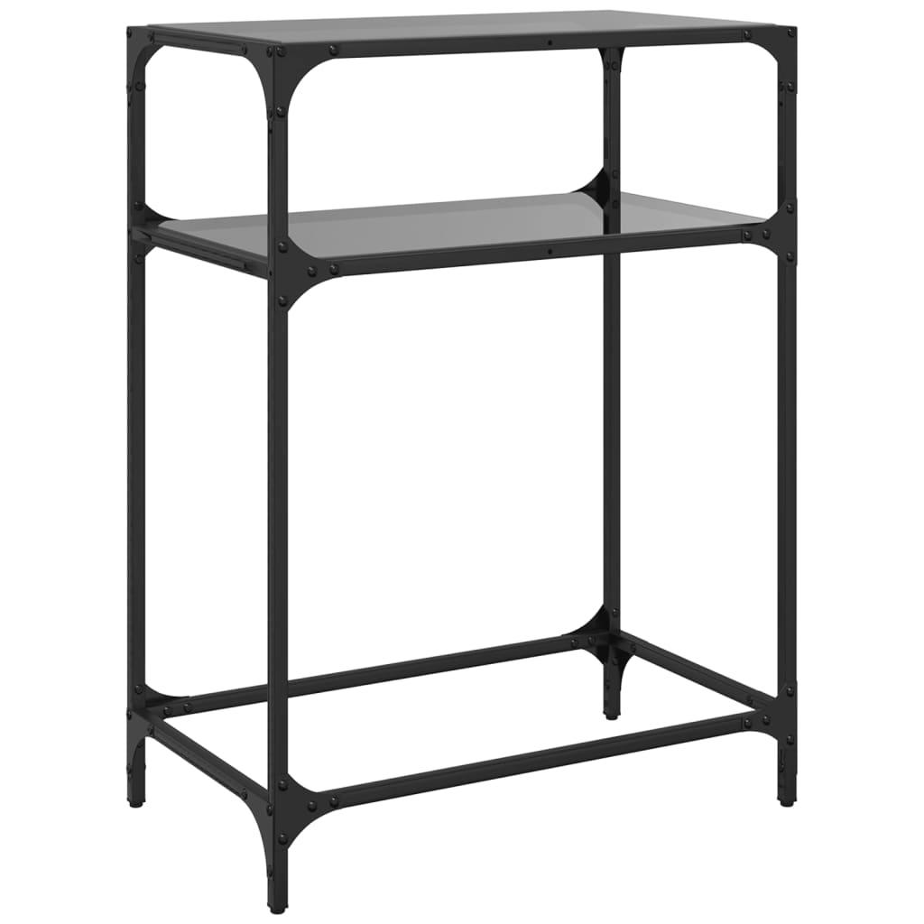 Konsolbord med sort glastop 60x35x81 cm stål
