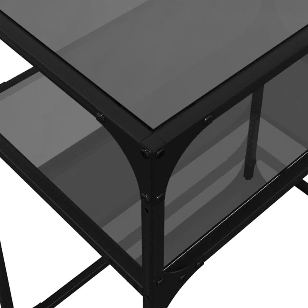 Konsolbord med sort glastop 60x35x81 cm stål