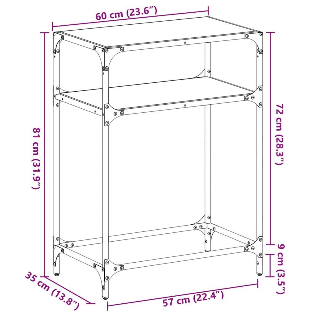 Konsolbord med sort glastop 60x35x81 cm stål