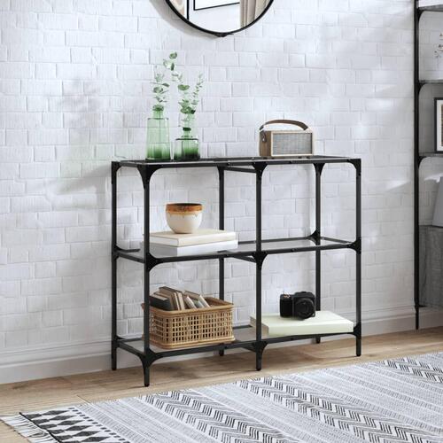 Konsolbord med transparent glastop 98x30x81 cm stål