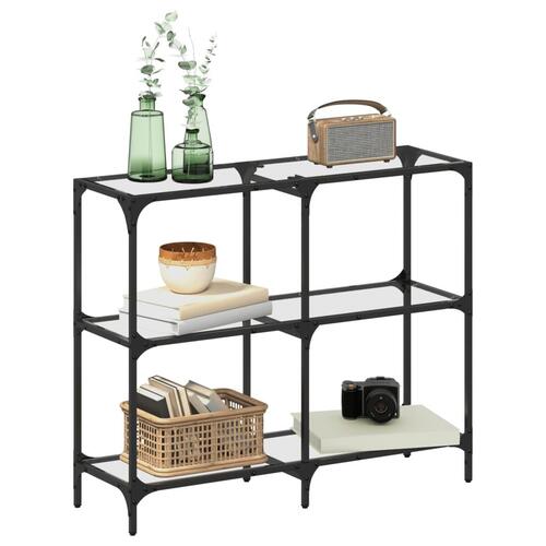 Konsolbord med transparent glastop 98x30x81 cm stål
