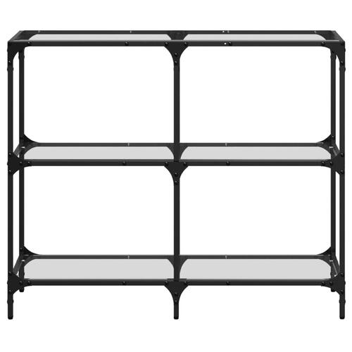 Konsolbord med transparent glastop 98x30x81 cm stål
