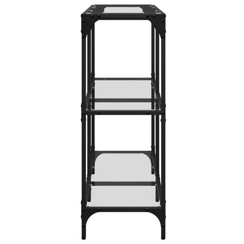 Konsolbord med transparent glastop 98x30x81 cm stål