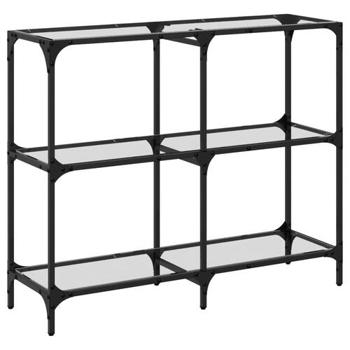 Konsolbord med transparent glastop 98x30x81 cm stål
