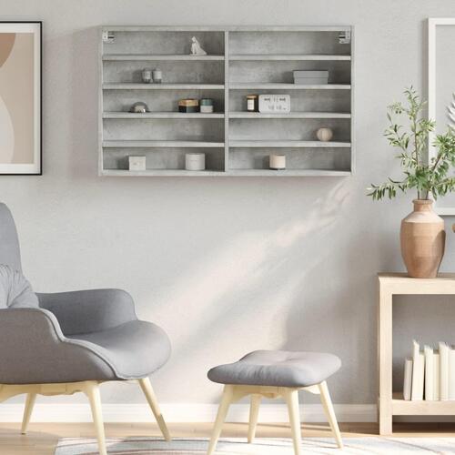 Vitrineskab 100x15x58 cm konstrueret træ betongrå