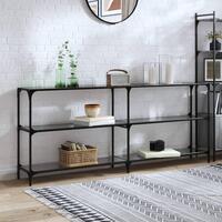 Konsolbord med sort glastop 194,5x30x81 cm stål