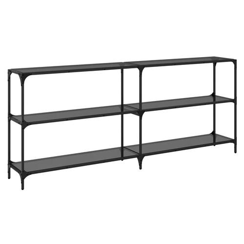 Konsolbord med sort glastop 194,5x30x81 cm stål