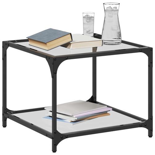 Sofaborde med transparent glastop 2 stk 50x50x40 cm stål
