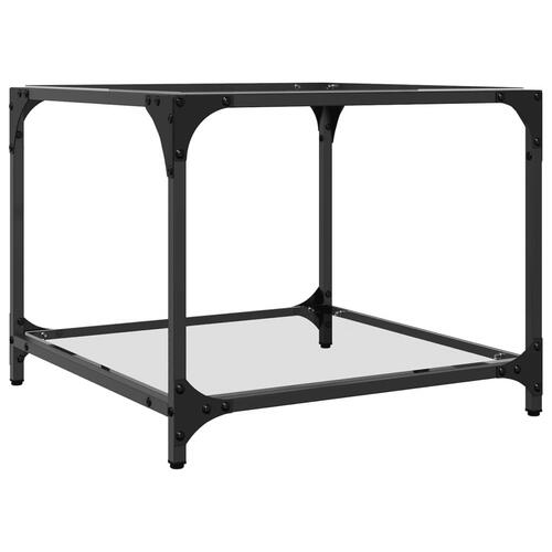 Sofaborde med transparent glastop 2 stk 50x50x40 cm stål