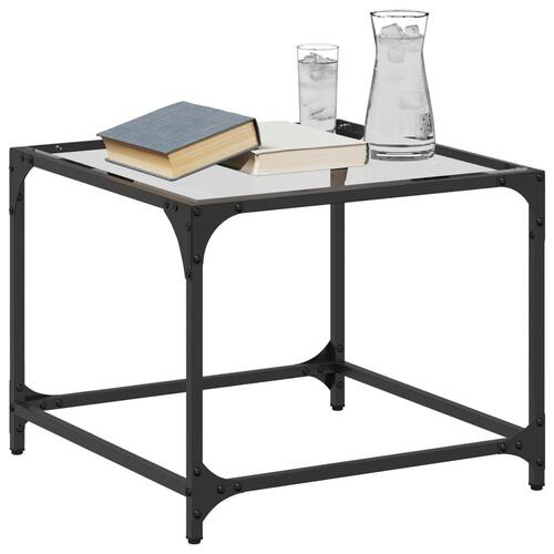 Sofaborde med transparent glastop 2 stk 50x50x40 cm stål