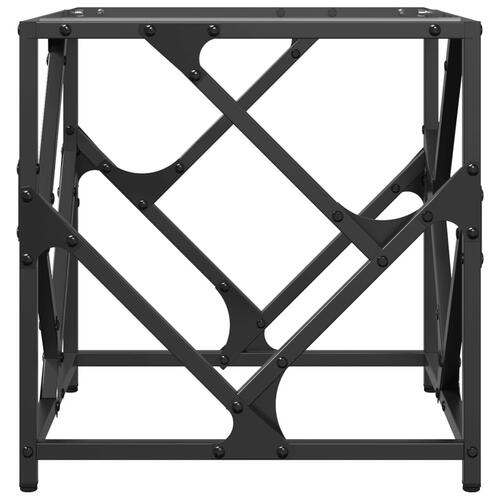 Sofabord med transparent glastop 40x40x41 cm stål