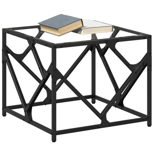 Sofabord med transparent glastop 50x50x41 cm stål