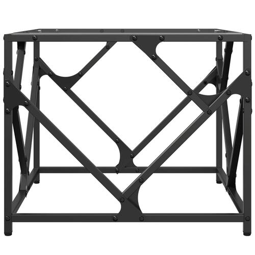 Sofabord med transparent glastop 50x50x41 cm stål