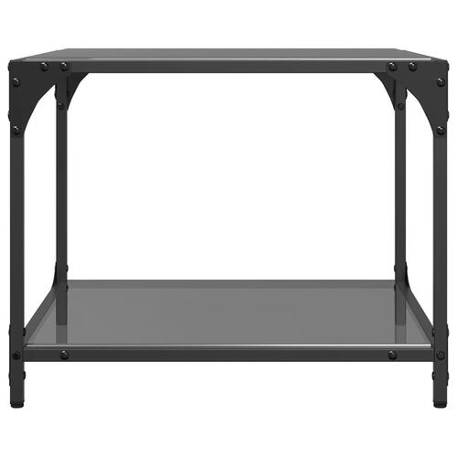 Sofaborde med sort glastop 2 stk 50x50x40 cm stål