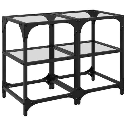 Sofaborde 2 stk. med transparent glastop 30x30x45 cm stål