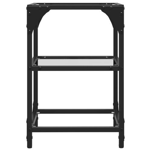 Sofaborde 2 stk. med transparent glastop 30x30x45 cm stål