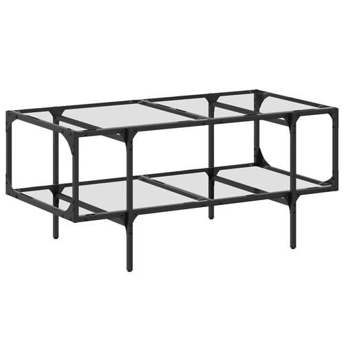 Sofabord med transparent glastop 98,5x50x45 cm stål