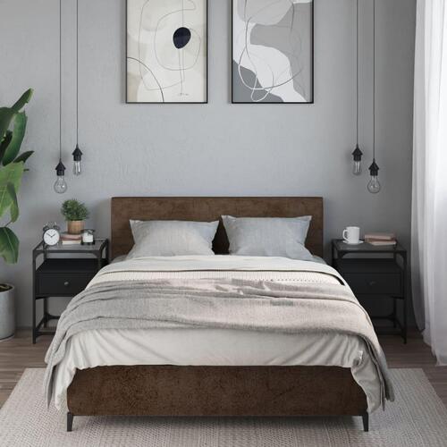 Sengeborde 2 stk. 40x40x55 cm konstrueret træ sort