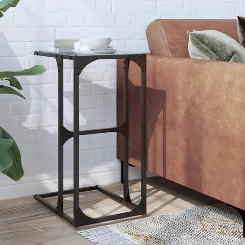 Sidebord med sort glastop 40x30x61,5 cm stål