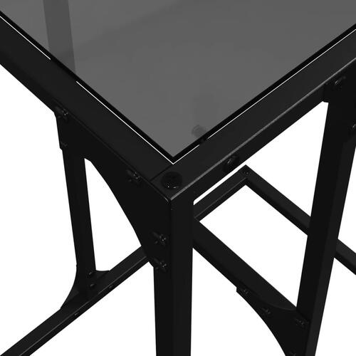 Sidebord med sort glastop 40x30x61,5 cm stål