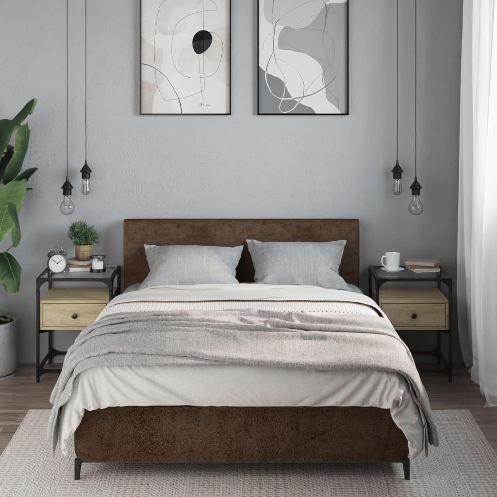 Sengeborde 2 stk. 40x40x55 cm konstrueret træ sonoma-eg