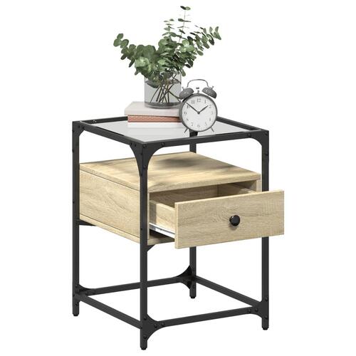 Sengeborde 2 stk. 40x40x55 cm konstrueret træ sonoma-eg