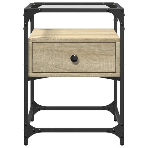 Sengeborde 2 stk. 40x40x55 cm konstrueret træ sonoma-eg