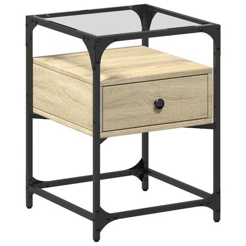 Sengeborde 2 stk. 40x40x55 cm konstrueret træ sonoma-eg