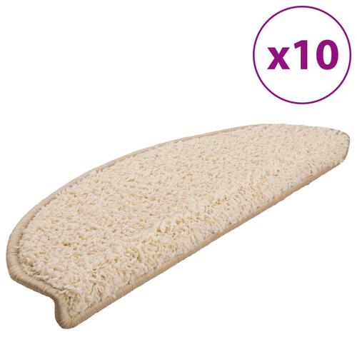 Trappemåtter 10 stk. 65x21x4 cm cremefarvet