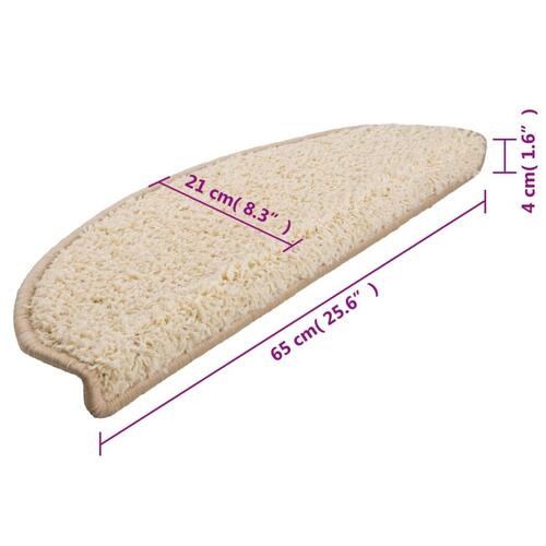 Trappemåtter 10 stk. 65x21x4 cm cremefarvet