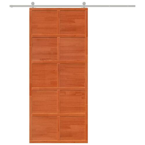 Skydedør 90x208 cm massivt fyrretræ gyldenbrun