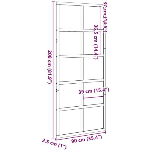 Skydedør 90x208 cm massivt fyrretræ gyldenbrun