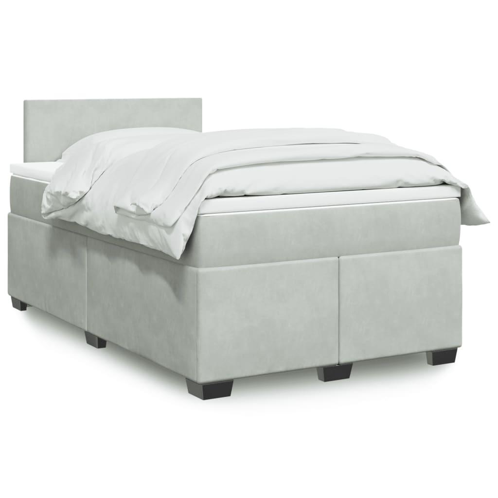 Kontinentalseng med madras 120x190 cm velour lysegrå billede