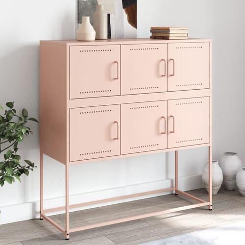 Skænk 100,5x39x107 cm stål lyserød