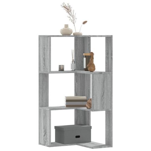 Bogreol til hjørne 50x50x102 cm 3 hylder konstrueret træ