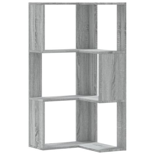 Bogreol til hjørne 50x50x102 cm 3 hylder konstrueret træ