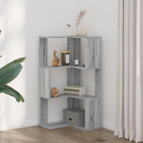 Bogreol til hjørne 50x50x102 cm 3 hylder konstrueret træ