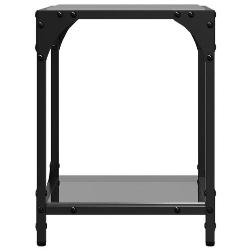 Sofabord med sort glastop 30x30x40 cm stål