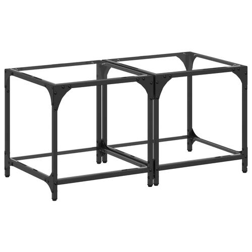 Sofaborde med transparent glastop 2 stk 40x40x40 cm stål