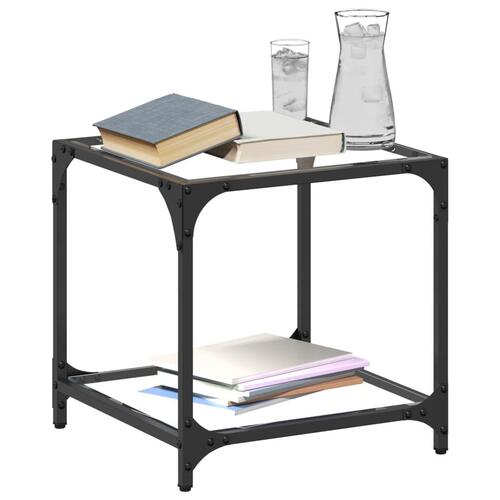 Sofaborde med transparent glastop 2 stk 40x40x40 cm stål