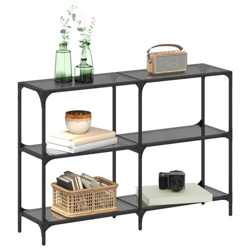 Konsolbord med sort glastop 118,5x30x81 cm stål